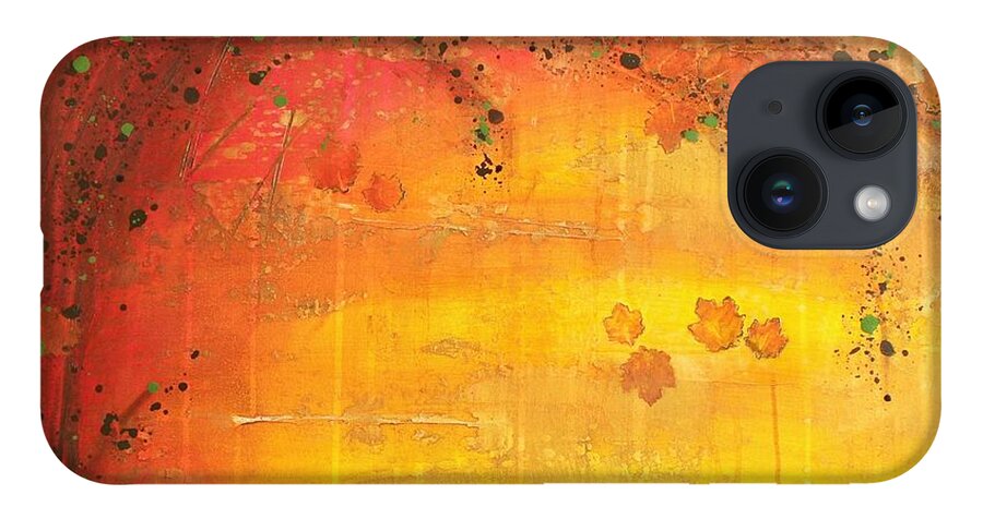 Acrylic iPhone 14 Case featuring the painting Into Fall - Tree Series by Brenda O'Quin