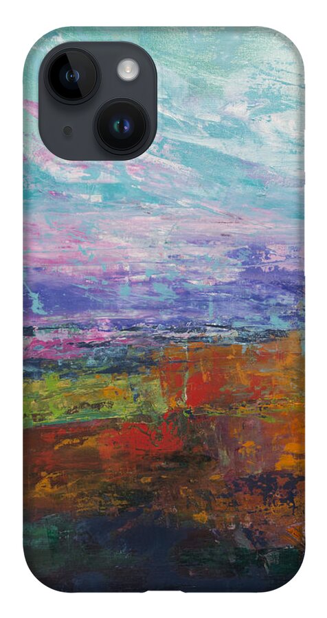 Landscape iPhone 14 Case featuring the painting It Rained That Day by Linda Bailey