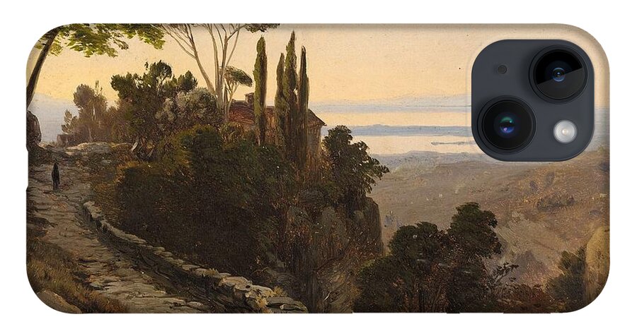 Oswald Achenbach iPhone 14 Case featuring the painting Italian Landscape by MotionAge Designs