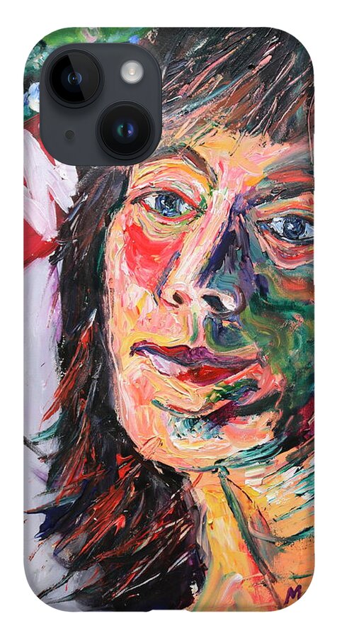 Portraits iPhone 14 Case featuring the painting It's a New Day by Madeleine Shulman
