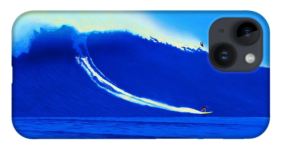Surfing iPhone 14 Case featuring the painting Jaws Water Angle 1-10-2004 by John Kaelin