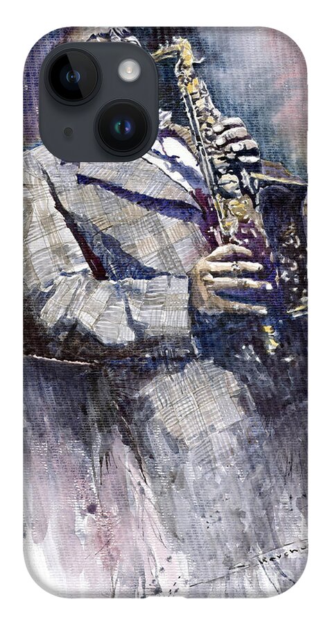 Watercolor iPhone Case featuring the painting Jazz Saxophonist Charlie Parker by Yuriy Shevchuk