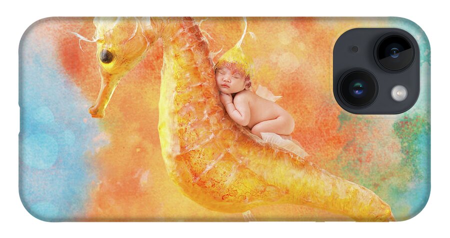 Under The Sea iPhone 14 Case featuring the photograph Jessabella riding a Seahorse by Anne Geddes