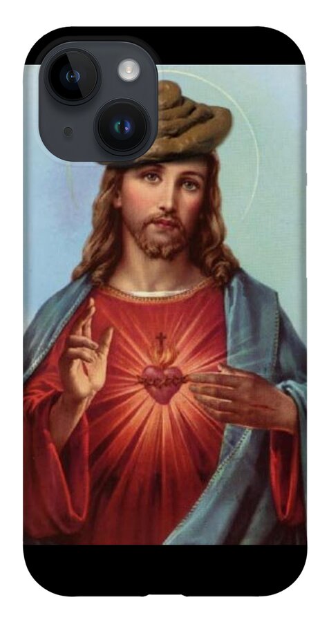 Jesus iPhone 14 Case featuring the digital art Jesus In A Poop Hat by Ryan Almighty