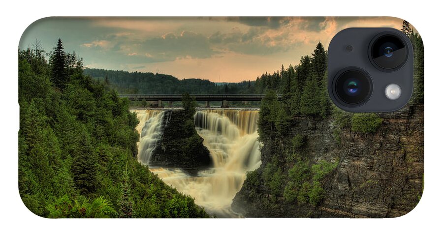 Green Mantle iPhone 14 Case featuring the photograph Kakabeka Falls After a Storm by Jakub Sisak