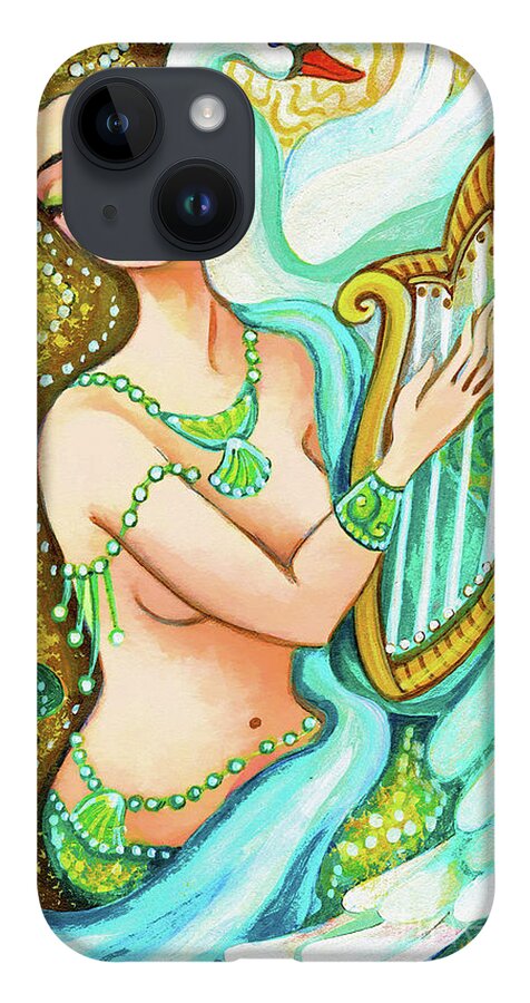 Sea Goddess iPhone 14 Case featuring the painting Kalliope and the god Swan by Eva Campbell