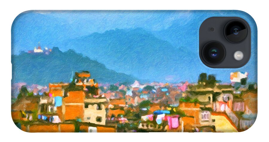 Kathmandu iPhone 14 Case featuring the painting Kathmandu, Nepal by Chris Armytage