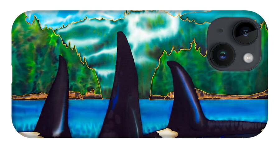  Orca iPhone Case featuring the painting Killer Whales by Daniel Jean-Baptiste