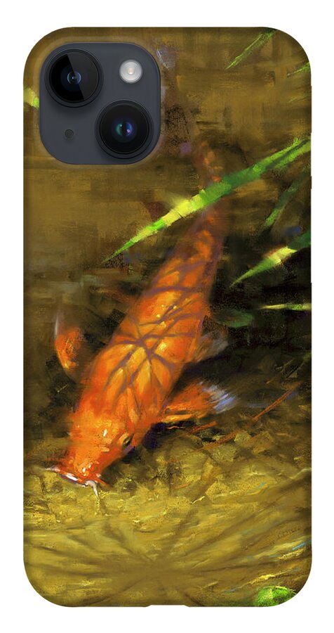 Mark Mille iPhone 14 Case featuring the painting Koi by Mark Mille