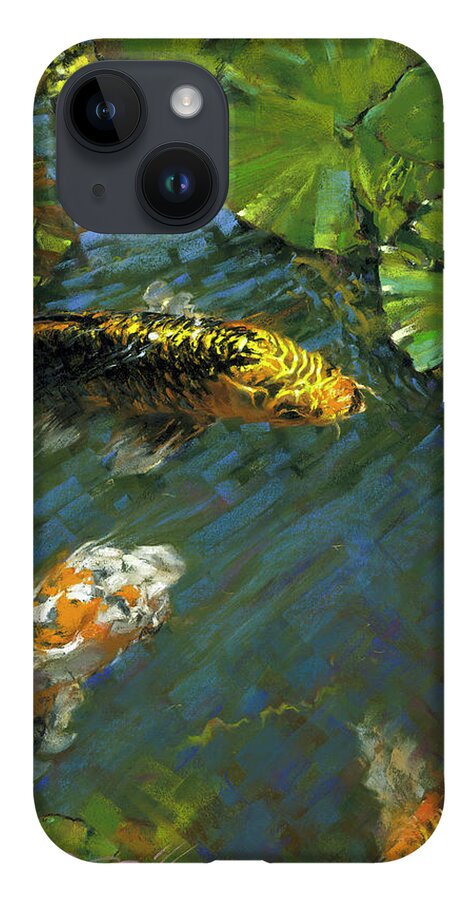 Mark Mille iPhone 14 Case featuring the painting Koi Pond by Mark Mille