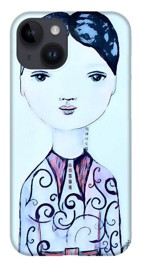 Girl iPhone 14 Case featuring the painting Koiyiko by Vanessa Katz
