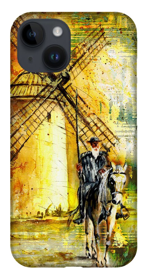 Travel iPhone 14 Case featuring the painting La Mancha Authentic Madness by Miki De Goodaboom