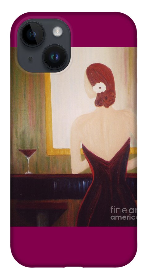 Martini iPhone 14 Case featuring the painting Lady Sadie by Artist Linda Marie