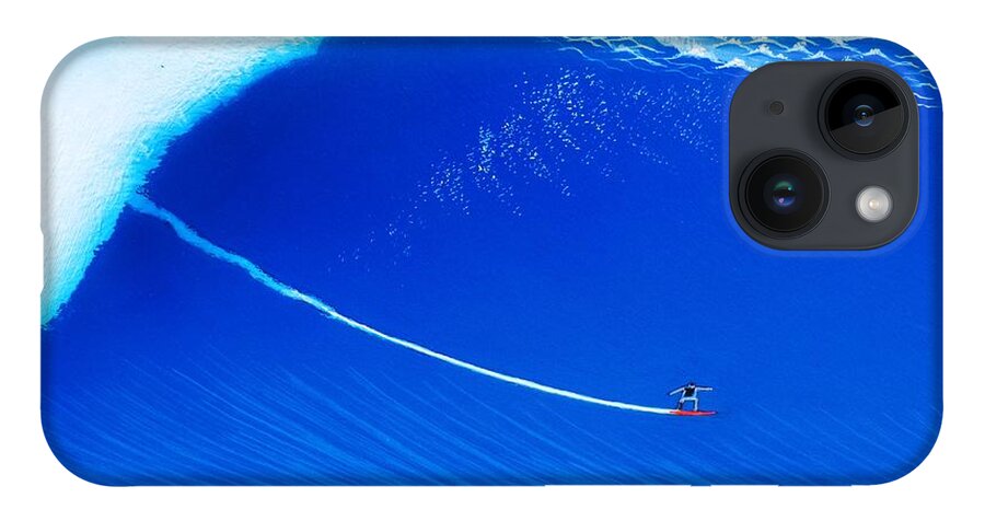 Surfing iPhone 14 Case featuring the painting Jaws Cliff Angle 1-10-2004 by John Kaelin