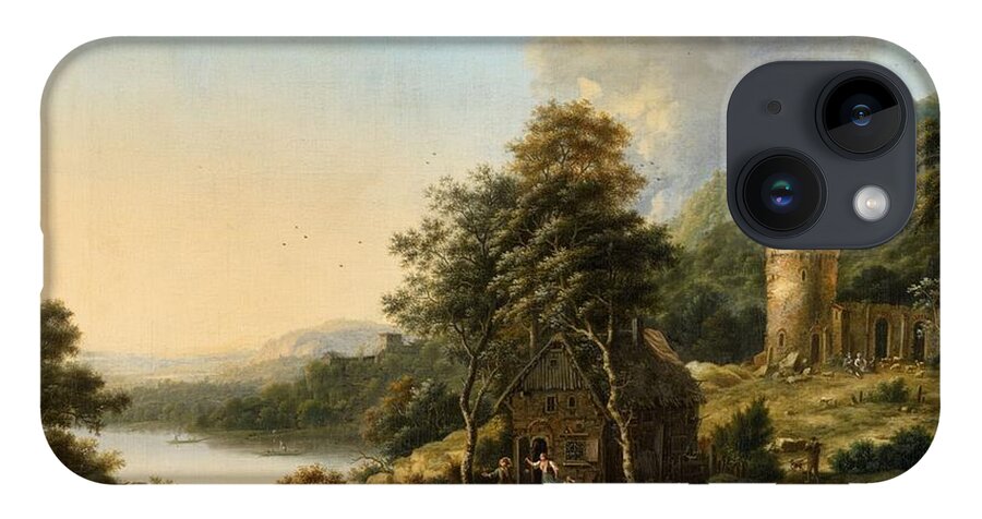 Johann Christian Vollerdt iPhone Case featuring the painting Landscape with a Farmhouse by Johann Christian