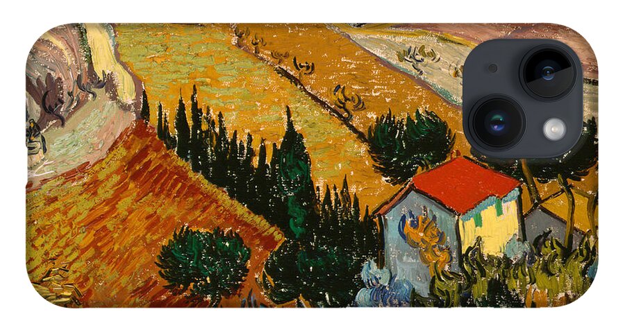 Landscape iPhone Case featuring the painting Landscape with House and Ploughman by Vincent Van Gogh