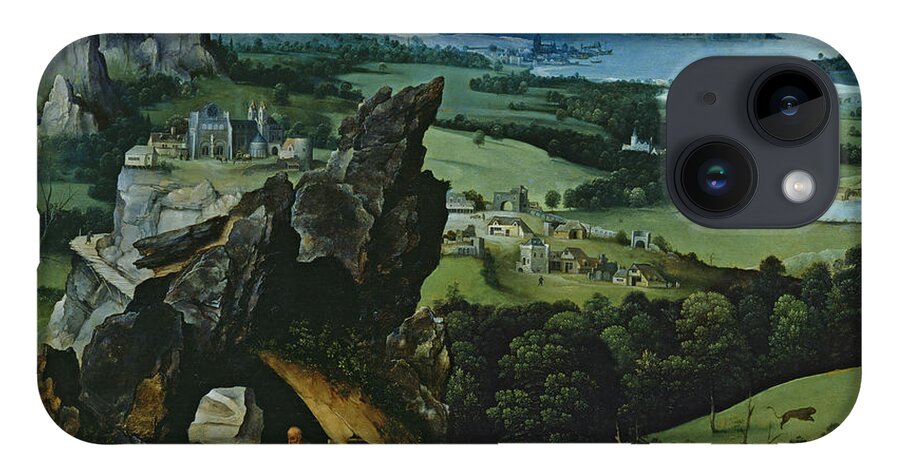 Joachim Patinir iPhone Case featuring the painting Landscape with Saint Jerome by Joachim Patinir