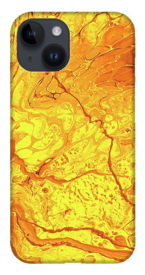 Fluid iPhone 14 Case featuring the painting Lava is Lit by Jennifer Walsh