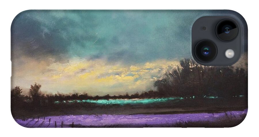 Blue And Lavender; Contemporary Landscape; Tom Shropshire Painting iPhone 14 Case featuring the painting Lavender Fields by Tom Shropshire