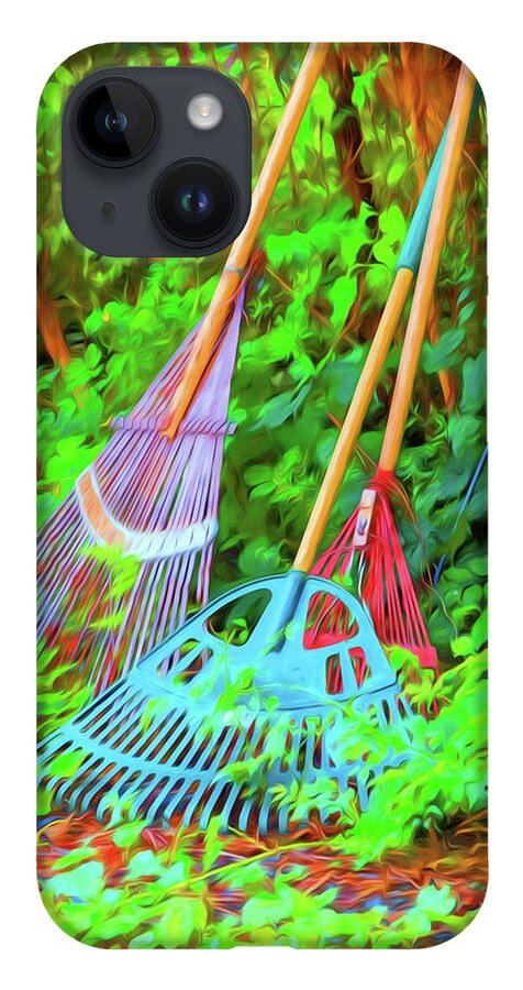 Lematis Vine iPhone 14 Case featuring the photograph Lawn Tools by Tom Singleton