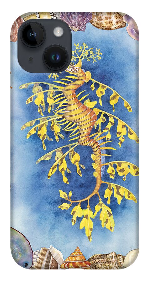 Leafy Sea Dragon iPhone 14 Case featuring the painting Leafy Sea Dragon by Lucy Arnold