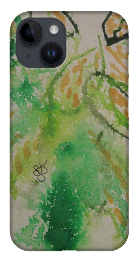 Leaves iPhone 14 Case featuring the drawing Leaves by AJ Brown