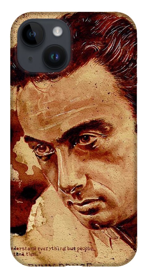 Ryan Almighty iPhone 14 Case featuring the painting LENNY BRUCE dry blood by Ryan Almighty