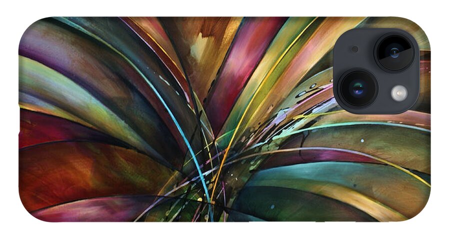 Abstract Art iPhone 14 Case featuring the painting 'Lily's Song' by Michael Lang