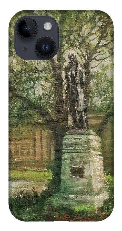Abe Lincoln Statue iPhone 14 Case featuring the painting Lincoln Rises Again by Tom Shropshire