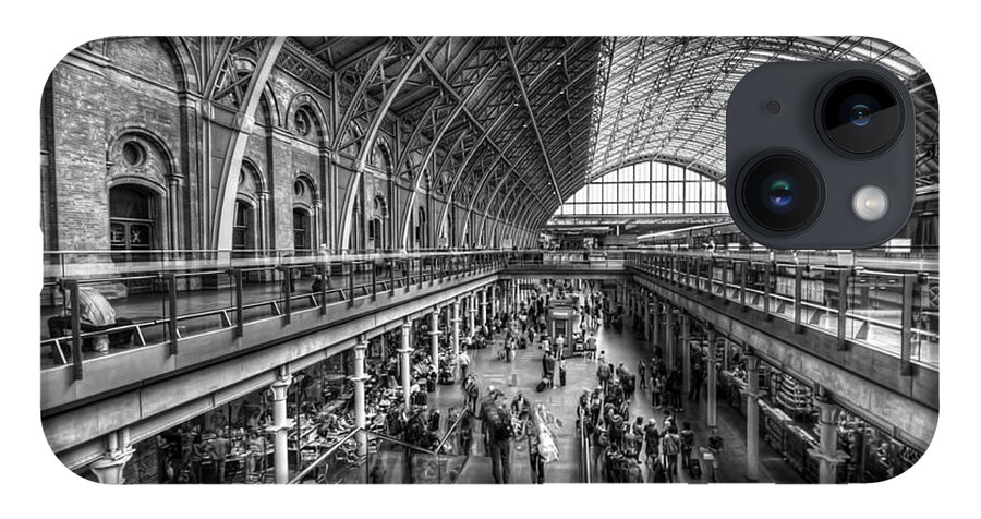 Art iPhone 14 Case featuring the photograph London Train Station BW by Yhun Suarez