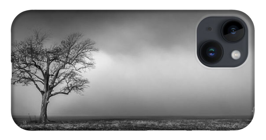 Black And White iPhone Case featuring the photograph Lone Tree in the Mississippi Delta by T Lowry Wilson