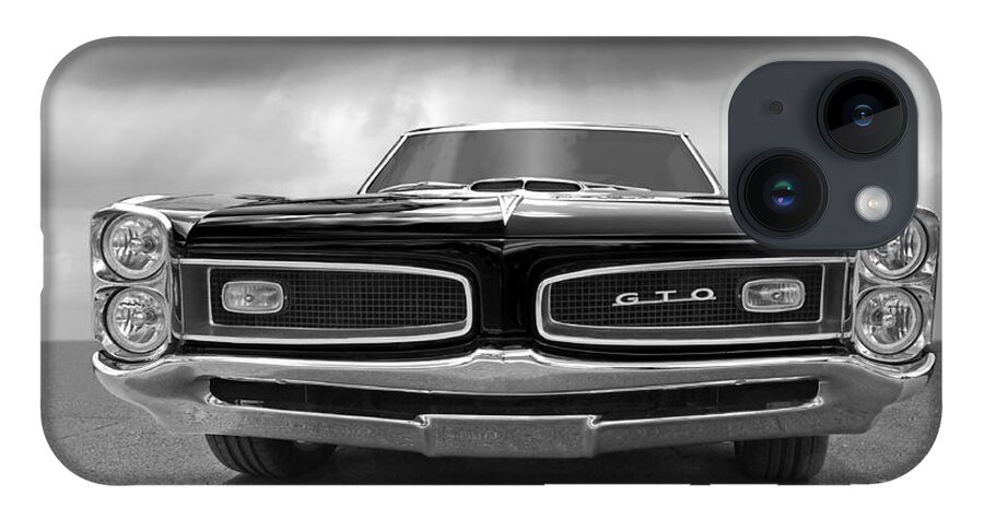 Pontiac iPhone 14 Case featuring the photograph Look At Me - GTO Black and White by Gill Billington