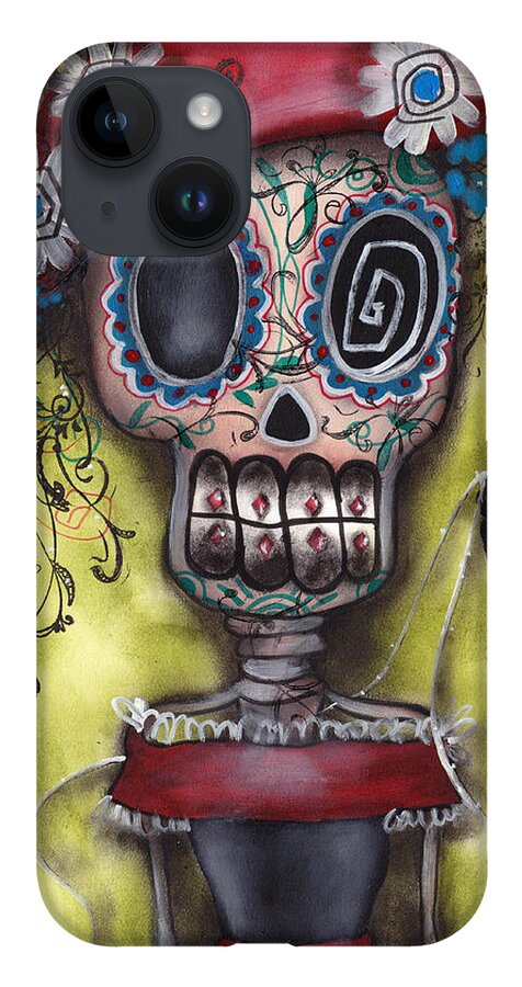 Day Of The Dead Paintings iPhone 14 Case featuring the painting Looking for Love by Abril Andrade