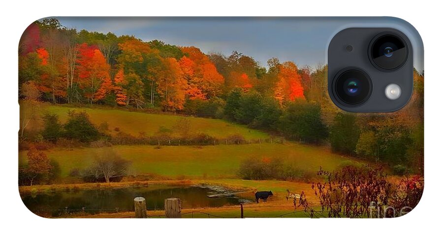 Autumn iPhone 14 Case featuring the photograph Lucky Cow by Dani McEvoy