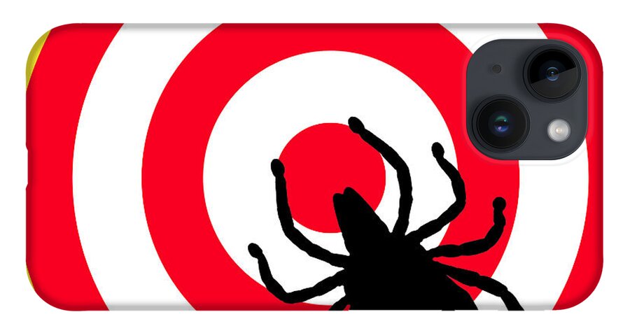 Richard Reeve iPhone 14 Case featuring the digital art Lyme Disease Ixodes Tick on Target by Richard Reeve