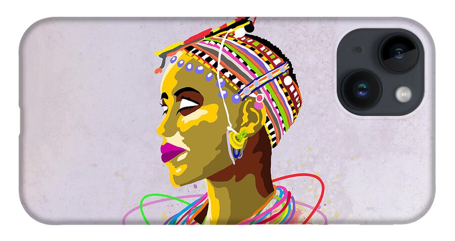Men iPhone 14 Case featuring the painting Maasai Beauty by Anthony Mwangi