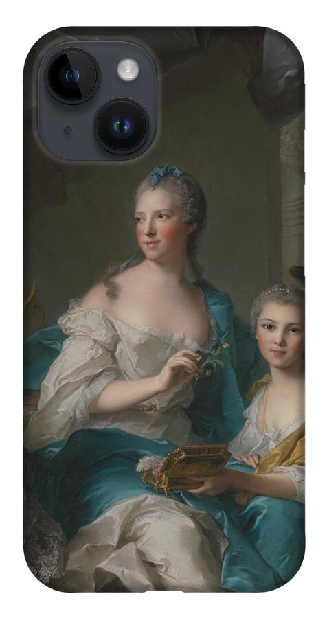 Jean Marc Nattier (french iPhone Case featuring the painting Madame Marsoler with daughter by MotionAge Designs