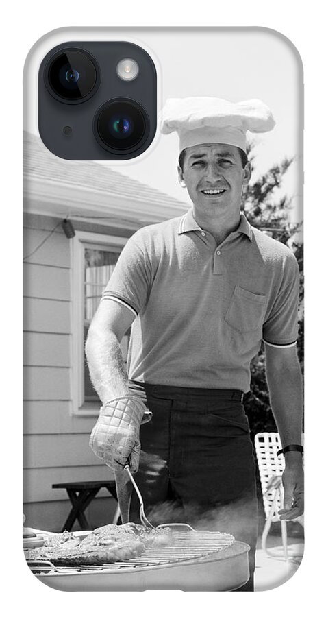 1960s iPhone 14 Case featuring the photograph Man Cooking Out, C.1960s by H. Armstrong Roberts/ClassicStock