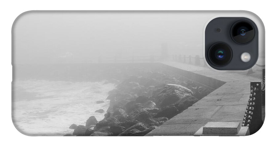 Bonnie Follett iPhone 14 Case featuring the photograph Man Waiting in Fog by Bonnie Follett
