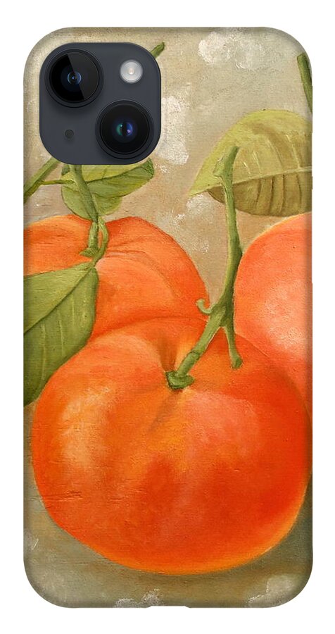 Mandarin iPhone 14 Case featuring the painting Mandarins by Angeles M Pomata