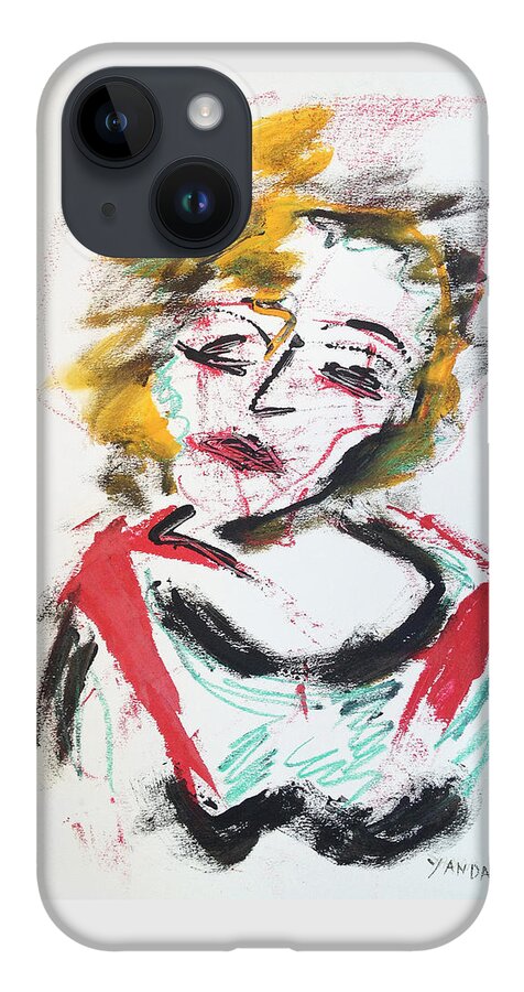 Original Art Pastel Chalk Drawing Abstract Marilyn iPhone 14 Case featuring the pastel Marilyn Abstract by Katt Yanda
