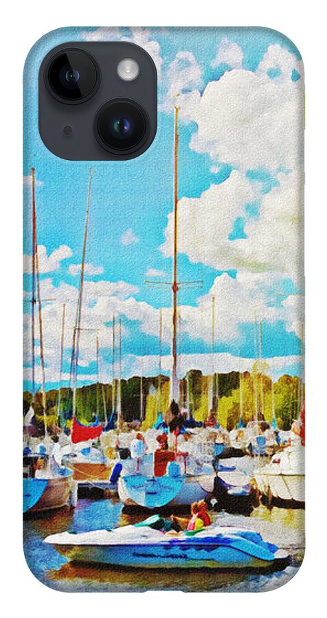 Marina iPhone 14 Case featuring the digital art Marina in the summertime by Tatiana Travelways
