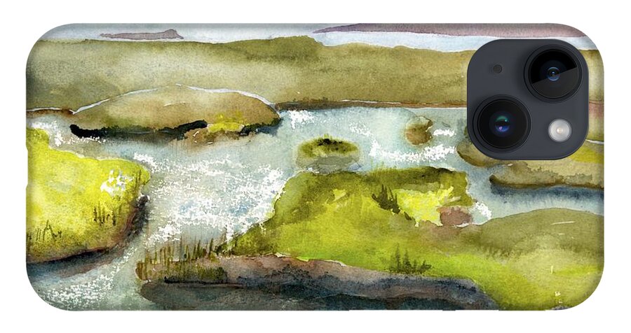  iPhone 14 Case featuring the painting Marshes with Grash by Kathleen Barnes