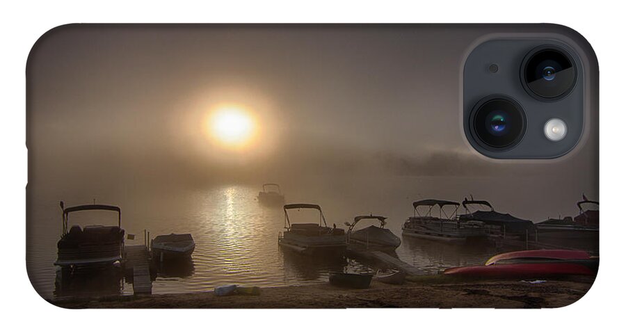 Mascoma Lake iPhone 14 Case featuring the photograph Mascoma lake foggy morning by Jeff Folger