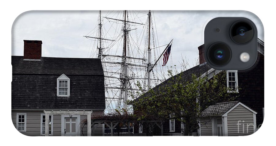 Mystic River iPhone 14 Case featuring the photograph Masts in the Distance by Leslie M Browning