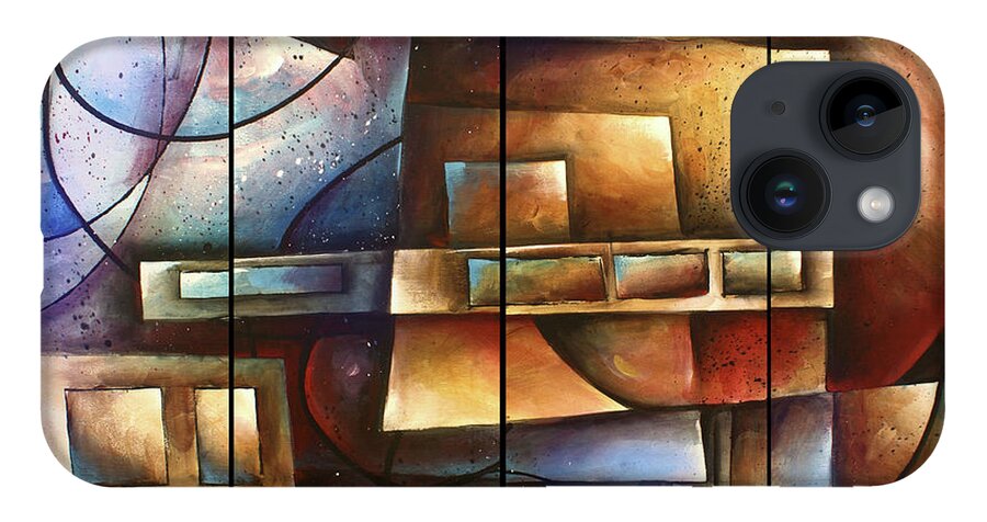 Abstract iPhone 14 Case featuring the painting 'Matters of Perception' by Michael Lang