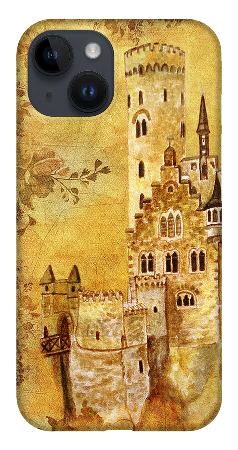 Castles iPhone 14 Case featuring the painting Medieval Golden Castle by Angeles M Pomata