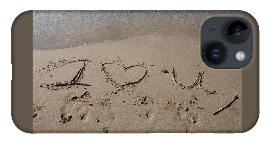 I Love You iPhone 14 Case featuring the photograph Message in the Sand by Valerie Collins