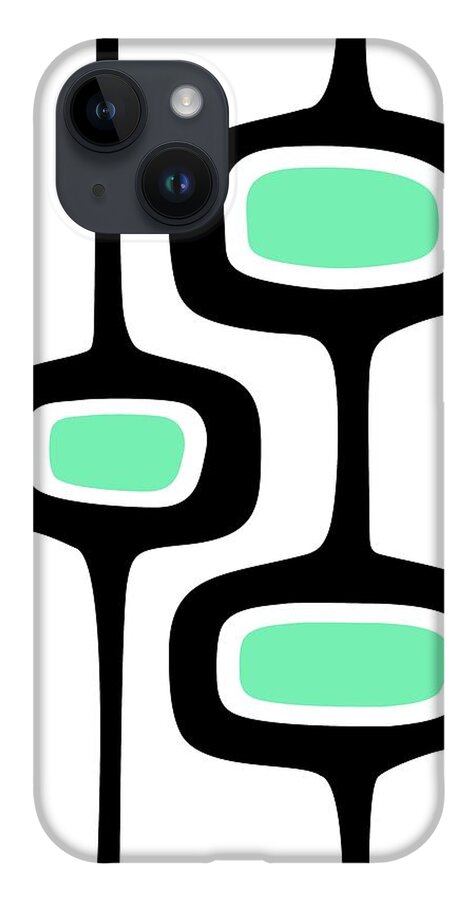  iPhone 14 Case featuring the digital art Mid Century Mod Pod 2 in Aqua by Donna Mibus