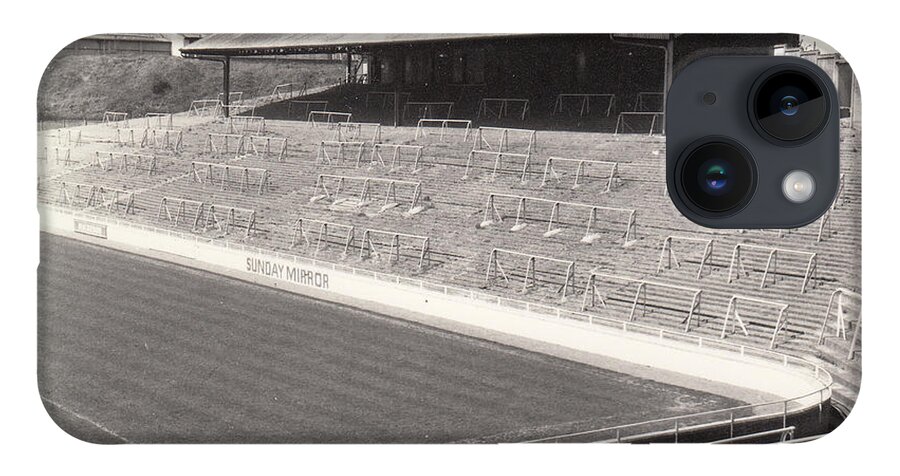 Stadium iPhone 14 Case featuring the photograph Millwall - The Den - North Terrace The Halfway 1 - Leitch - BW - 1970 by Legendary Football Grounds